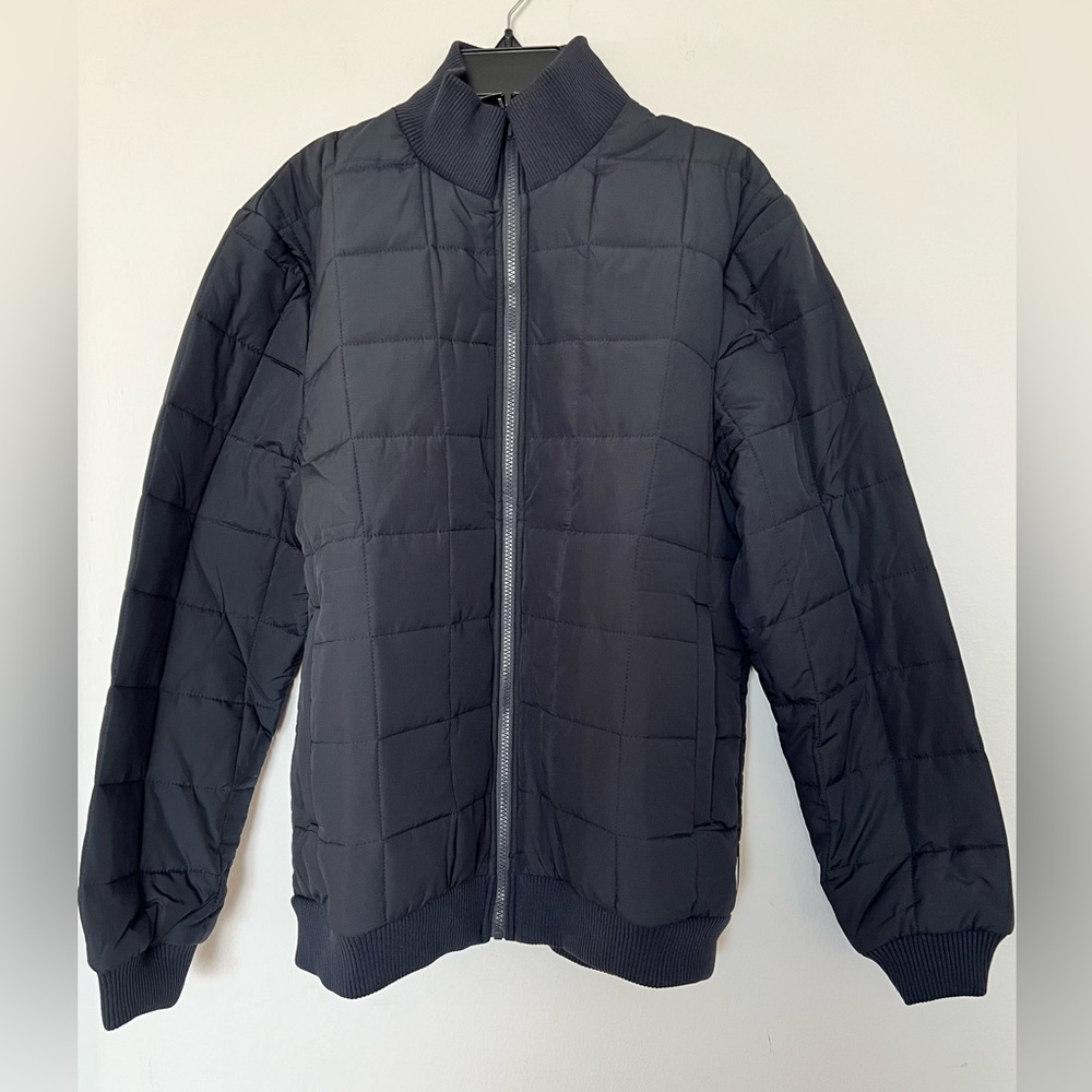 RAINS men’s navy bomber quilted jacket